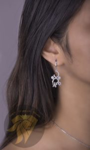 گوشواره آویز کلیپسی نقره روکش طلا سفید