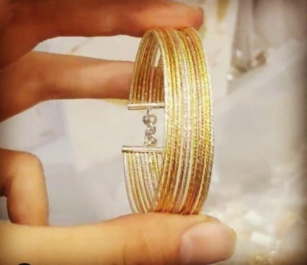 دستبند طرح طلا با روکش طلا سه رنگ ایتالیایی