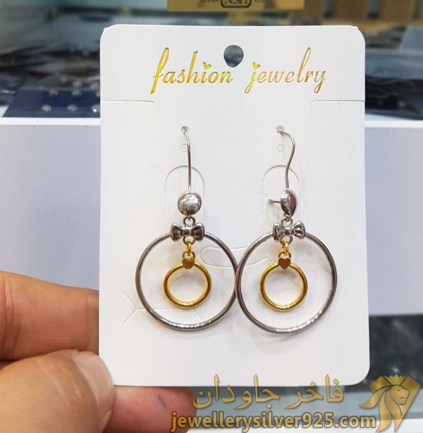 گوشواره حلقه ای طرح طلا دو رنگ مدل fashion jewelry
