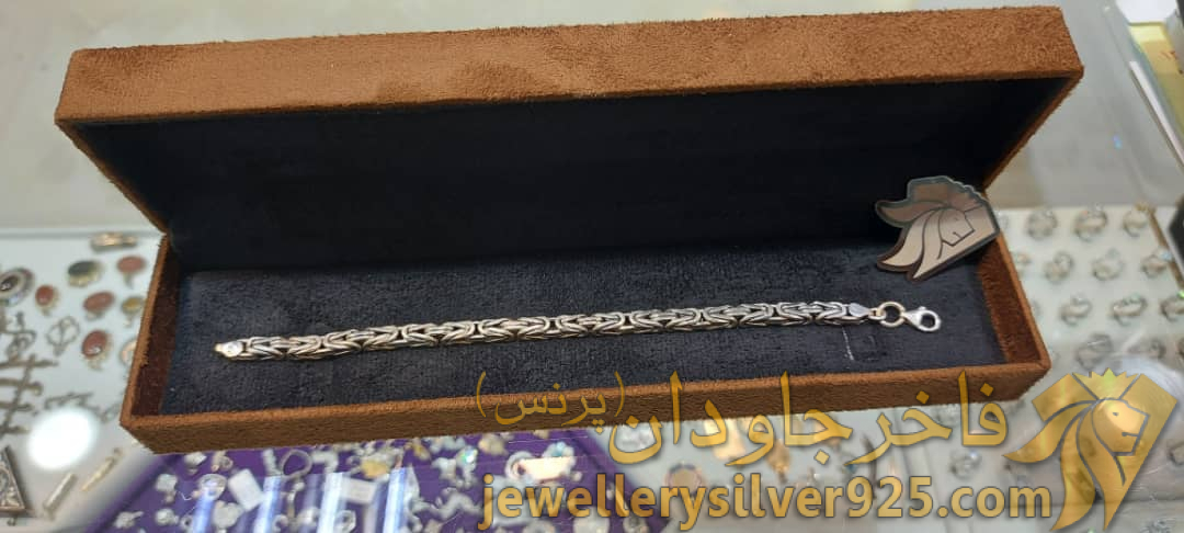 دستبند نقره مردانه وزن 27 گرم