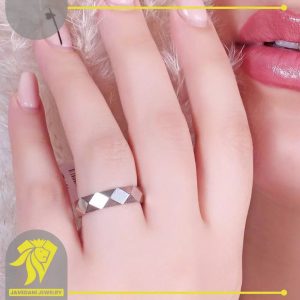 حلقه نقره طرح لوزی