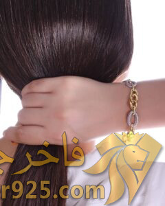 دستبند نقره طرح زنجیر دورنگ مدل2