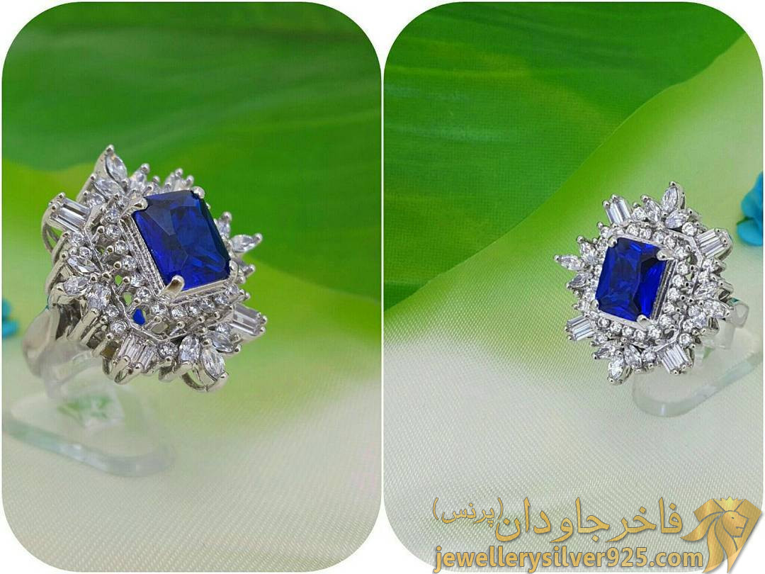 انگشتر جواهری زنانه یاقوت کبود اتم