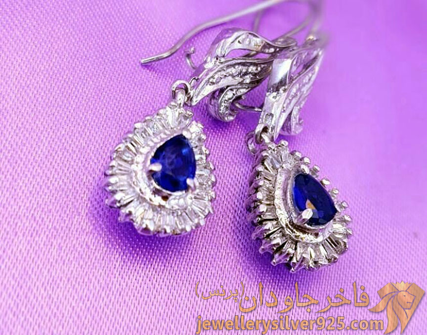 گوشواره جواهر یاقوت کبود اتم