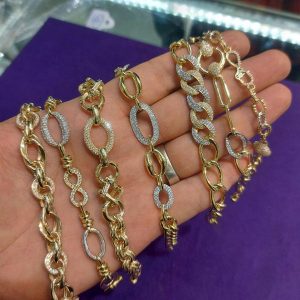 دستبند نقره طرح طلا