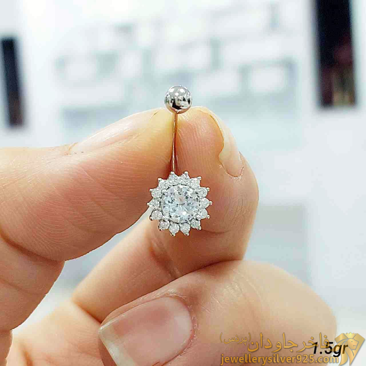 پیرسینگ نقره روکش دار مدل گل کد 11956