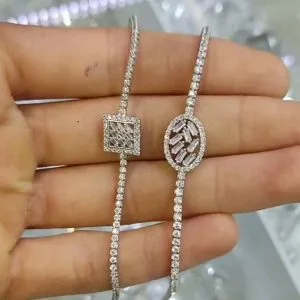 دستبند نقره طرح جواهر کد 12362