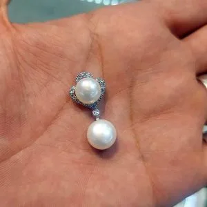 مدال جواهری نقره مروارید اصل کد 12249