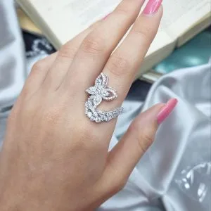 انگشتر جواهری طرح پروانه کد 12469