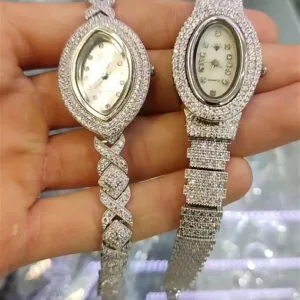 ساعت نقره طرح جواهر نگین دار کد 12746