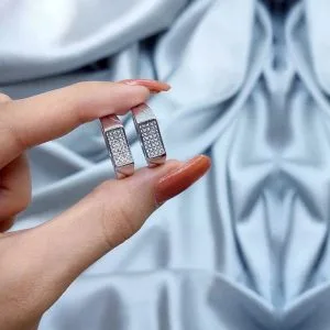 ست حلقه ازدواج نقره نگین دار کد 12514