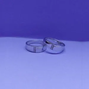 ست حلقه نقره روکش طلا سفید کد 12506