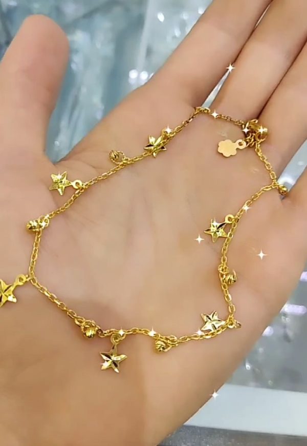 پابند ستاره نقره روکش طلایی کد 12835