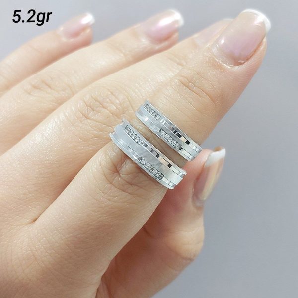 ست حلقه ازدواج نقره روکش طلا سفید کد 15057