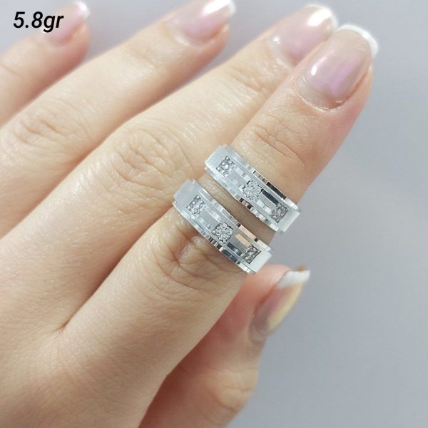 ست حلقه ازدواج نقره روکش طلا سفید کد 15059