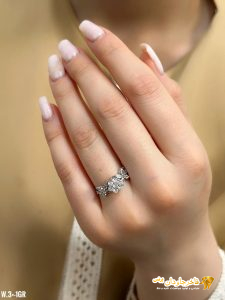 انگشتر نقره روکش طلا سفید نگین مارکیز کد 15069