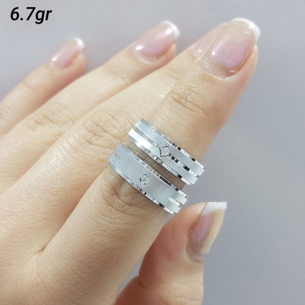 ست حلقه ازدواج نقره روکش طلا سفید کد 15064