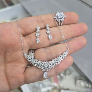 نیم ست جواهری نقره کد 15056