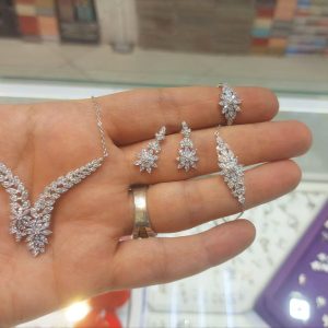سرویس نقره روکش طلا سفید مدل «ستاره شمال» کد 15075