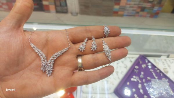 سرویس نقره روکش طلا سفید مدل «ستاره شمال» کد 15075