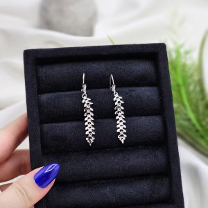 گوشواره نقره روکش طلا سفید کد 15085