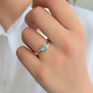 انگشتر جواهر زنانه نقره آبکاری رودیوم کد 15114
