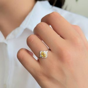 انگشتر جواهری نقره آبکاری رودیوم کد 15115