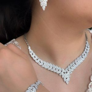 سرویس جواهری نقره مدل برگی کد 15122