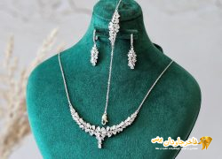 سرویس زنجیری جواهر نقره روکش ردیوم کد ۱۵۰۹۲