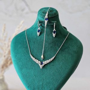 سرویس زنجیری نگین آبی کد 15096
