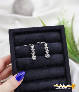 گوشواره روکش طلا سفید مدل ستاره کد 15086