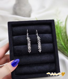 گوشواره نقره روکش طلا سفید کد 15085