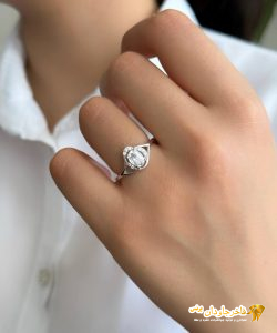 انگشتر جواهری نقره آبکاری طلا سفید کد 15136