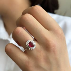 انگشتر جواهری نقره نگین سرخ کد 15188