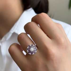انگشتر جواهری نقره کد 15190
