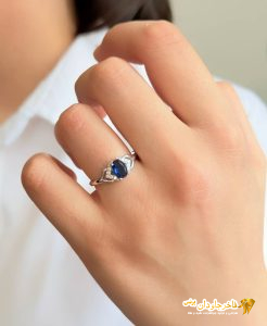 انگشتر جواهری نگین میکرو آبی کبود کد 15155