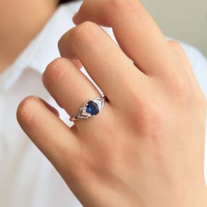 انگشتر جواهری نگین میکرو آبی کبود کد 15155