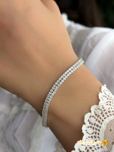 دستبند تنیسی نقره جواهری نگین زیرکونیا کد 15166