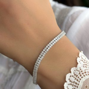 دستبند تنیسی نقره جواهری نگین زیرکونیا کد 15166