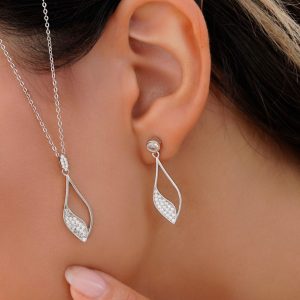نیم ست جواهری نقره درجه یک کد 15221