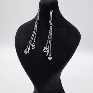 گوشواره زنجیری آویز نقره کد 15231