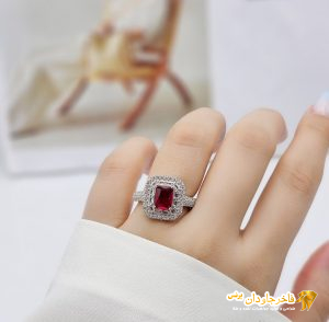 انگشتر جواهر زنانه نگین سرخ کد 15228