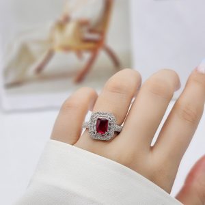 انگشتر جواهر زنانه نگین سرخ کد 15228