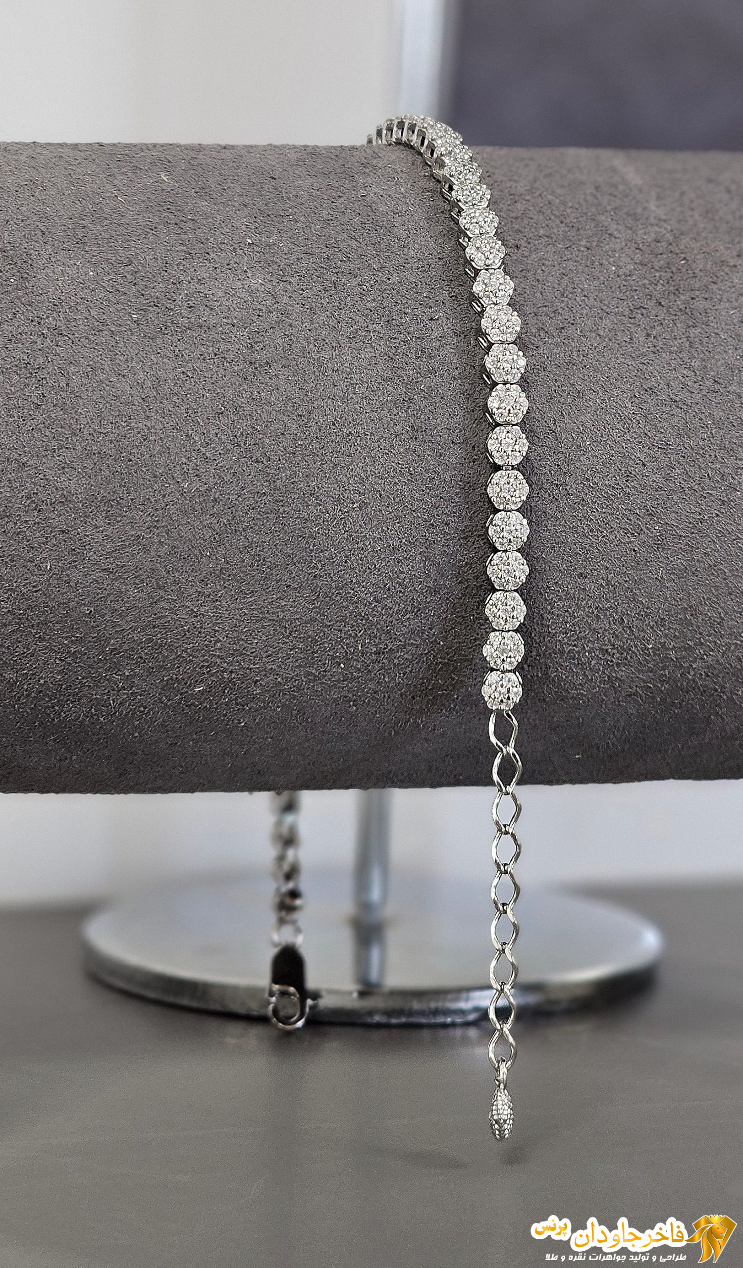 دستبند نقره نگین جواهری کد 15224 - تصویر دوم