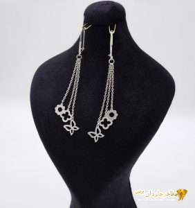 گوشواره زنجیری آویز مدل گل و پروانه کد 15230