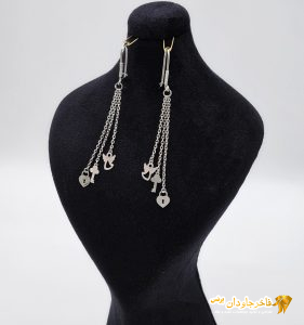 گوشواره زنجیری آویز نقره کد 15231