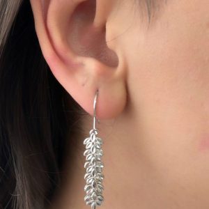 گوشواره نقره تراش مدل برگ ریز کد 15207