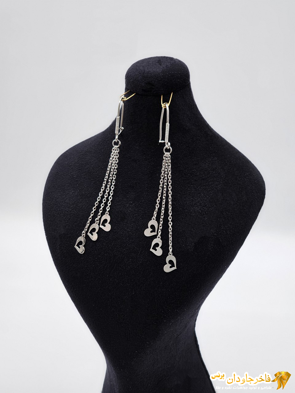 گوشواره نقره مدل قلب کد 15225