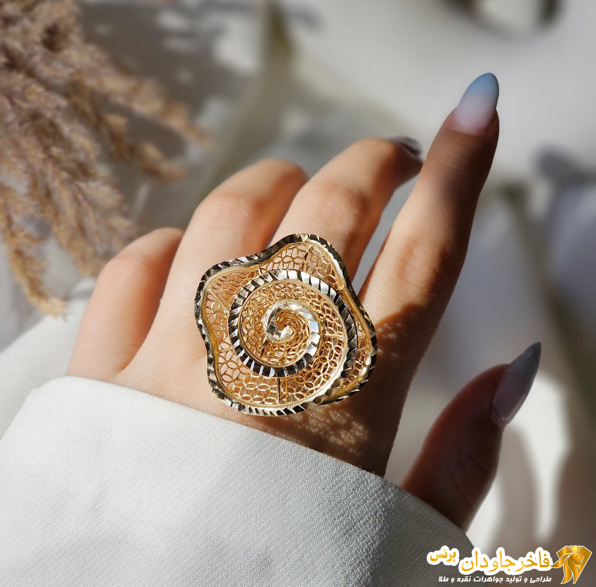 انگشتر فیوژن نقره آبکاری طلا زرد کد 15238