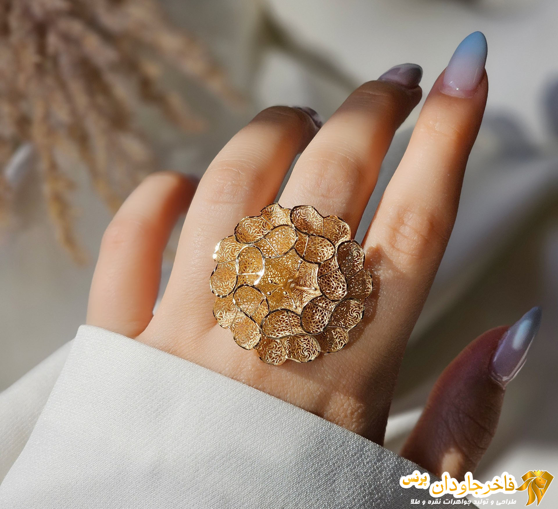 انگشتر نقره طرح طلا فیوژن کد 15247